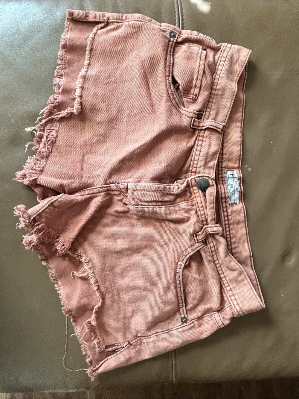 Free People High-Rise Dusty Rose Frayed Hem Women's Denim Shorts